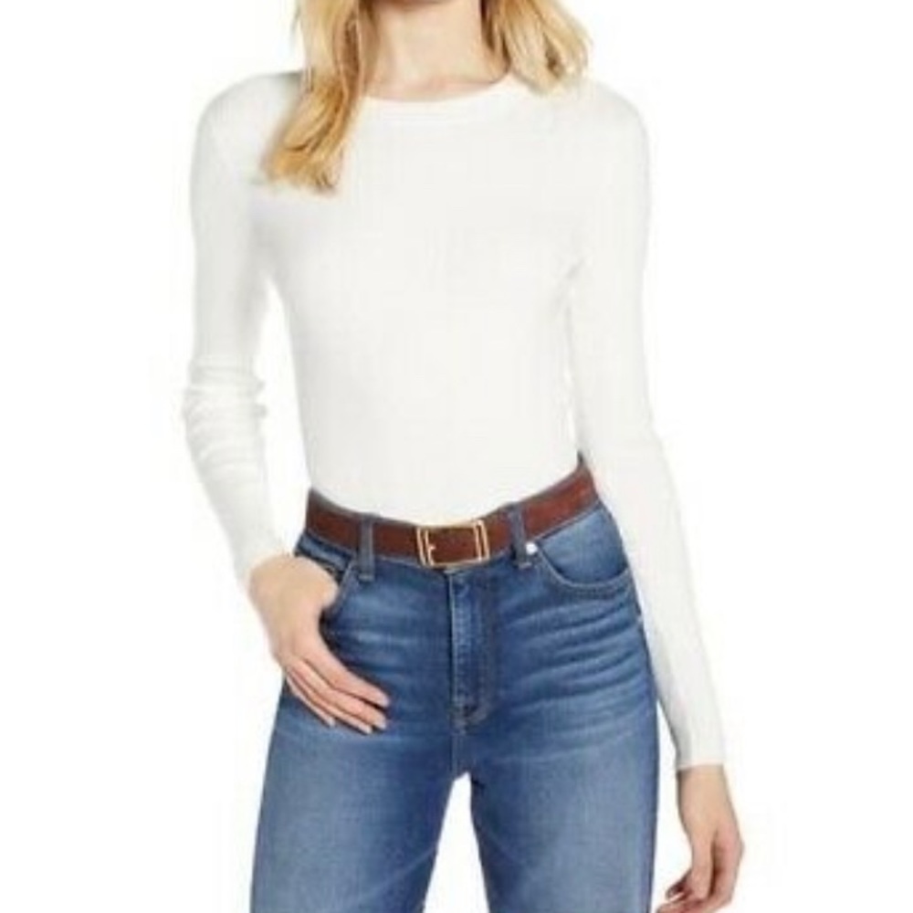 Nordstroms Ribbed White Sweater